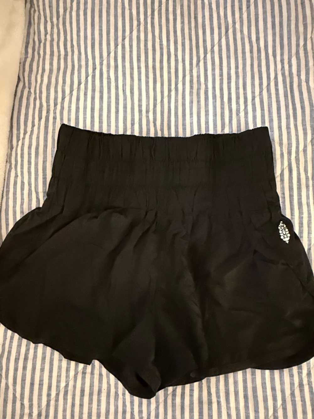 Free People High-Waist Black Smocked Women's Shorts